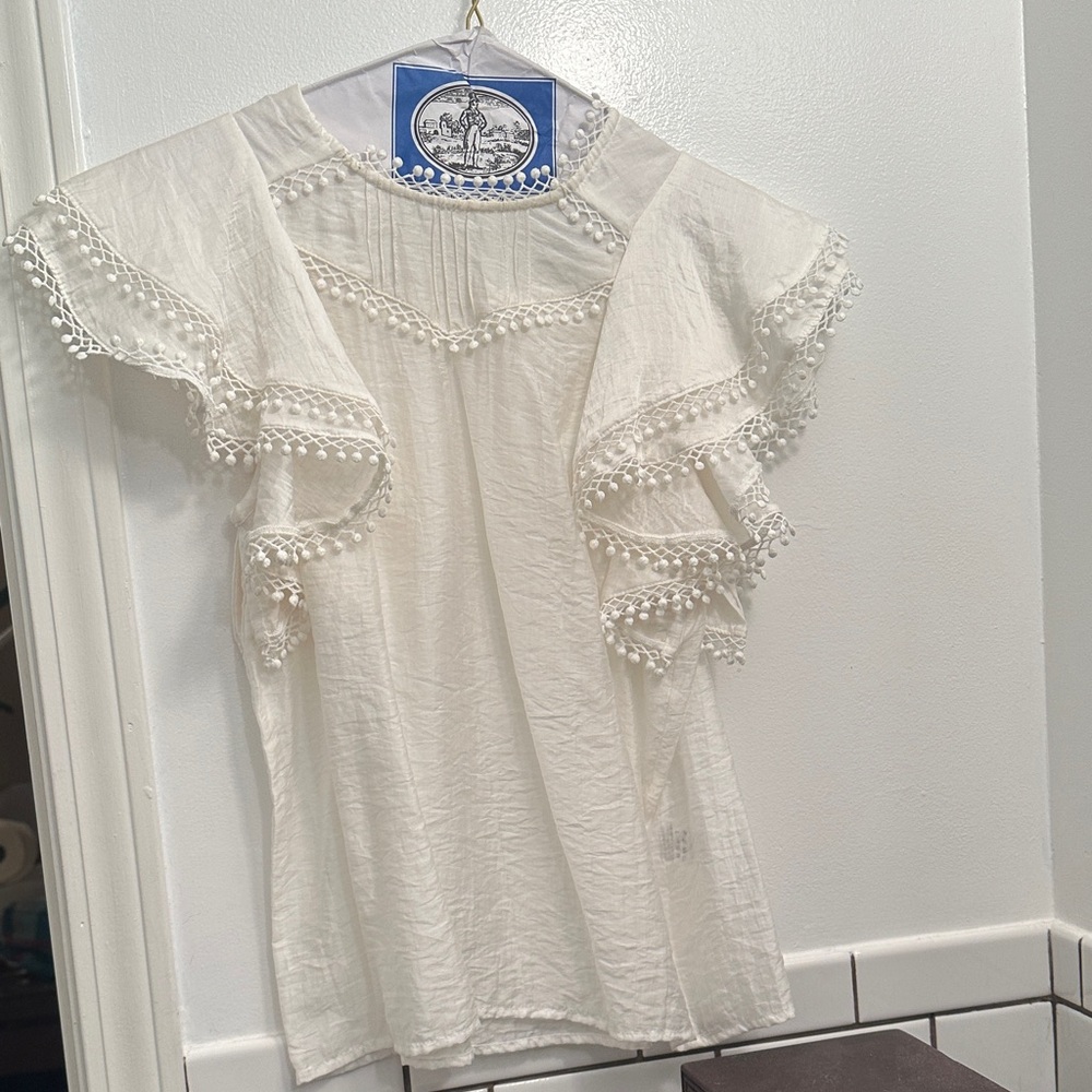 Sabina Musayev White Blouse with Lace Details
